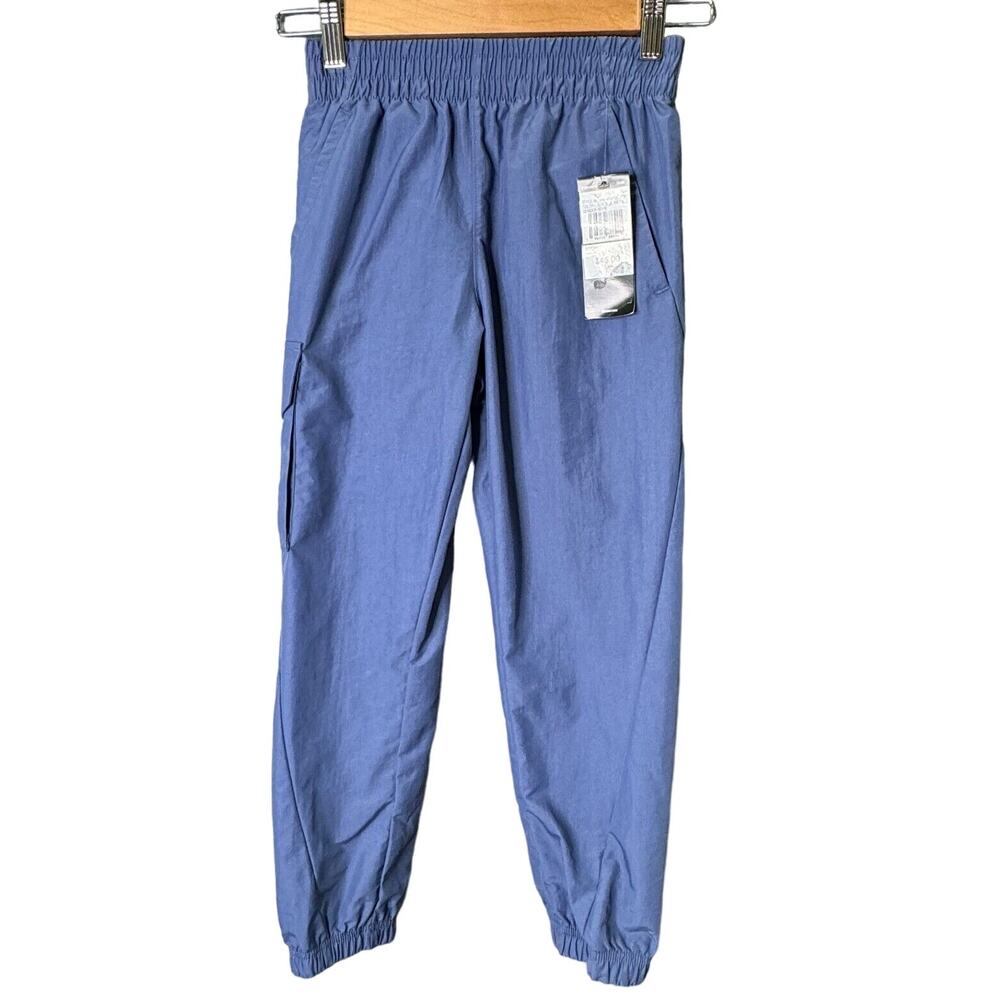 Adidas Boys Blue Escape Woven Cargo Joggers XS Elastic Waist Lightweight Pants